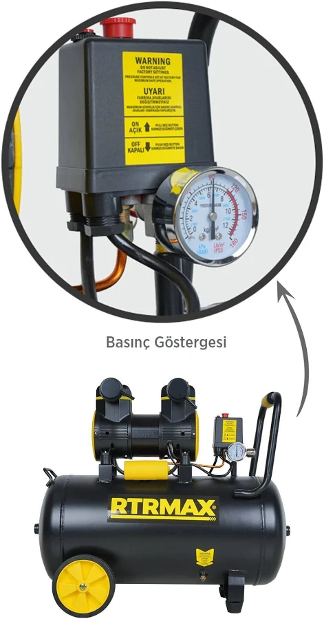 RTM7450\50 LT YUKSEK HIZLI YAGSIZ HAVA KOMPRESORU 2.0 HP RTRMAX - 2