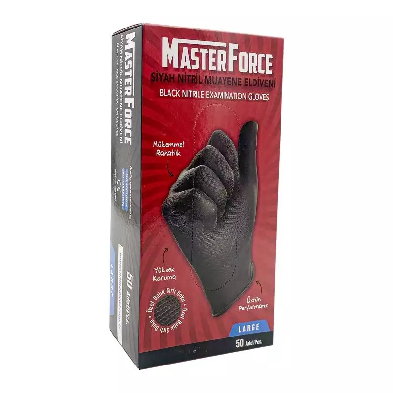 MASTER FORCE TIRTIKLI SIYAH NITRIL ELDIVEN LARGE