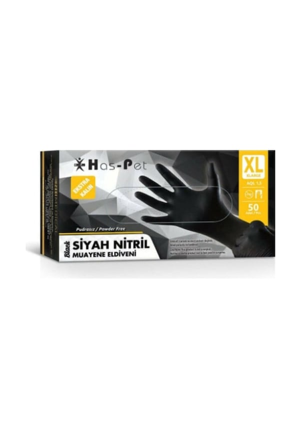 HASPET TIRTIKSIZ SIYAH NITRIL ELDIVEN X- LARGE